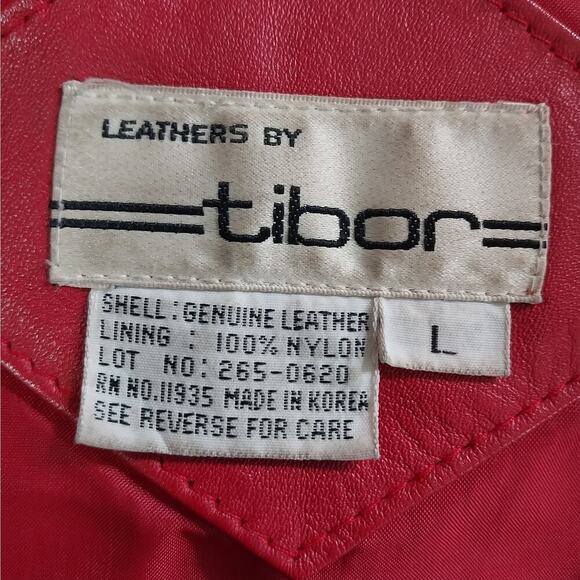 TIBOR! RICH CARDINAL RED GENUINE LEATHER 1 BUTTON JACKET, BLAZER, COAT! SZ L - Picture 8 of 10